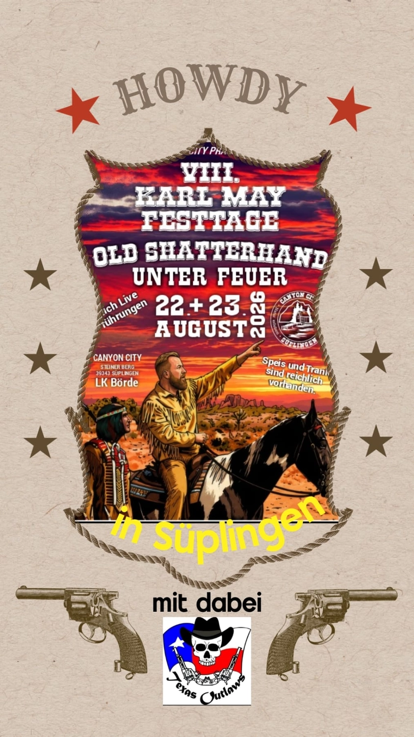 Texas Outlaws - Line dance club - Karl May Festival Old Shatterhand Under Fire Flyer